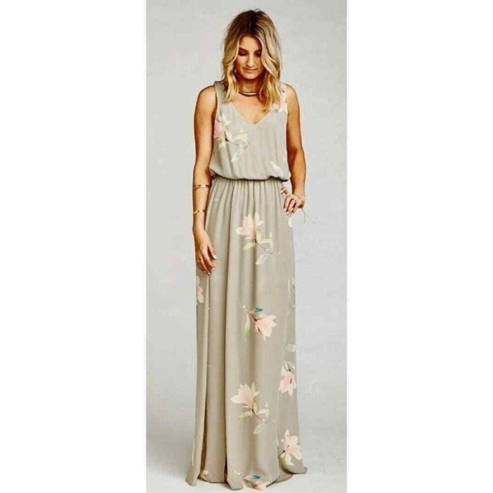 Show Me Your MuMu Kendall Lily Showers Grey Maxi Dress Women's Size XXL
